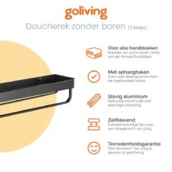 Goliving Doucherek Zonder Boren - Doucherekje- Badkamerrek 2 Laags - Hangend - Wandrek - RVS - Opbergrek - 40cm - Zwart -Badkamer Product Winkel 1200x1200 1716