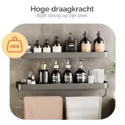 Goliving Doucherek Zonder Boren - Doucherekje- Badkamerrek 2 Laags - Hangend - Wandrek - RVS - Opbergrek - 40cm - Zwart -Badkamer Product Winkel 1200x1200 1717