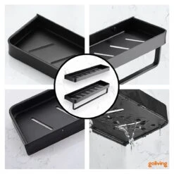 Goliving Doucherek Zonder Boren - Doucherekje- Badkamerrek 2 Laags - Hangend - Wandrek - RVS - Opbergrek - 40cm - Zwart -Badkamer Product Winkel 1200x1200 1718