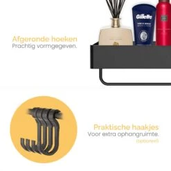 Goliving Doucherek Zonder Boren - Doucherekje- Badkamerrek 2 Laags - Hangend - Wandrek - RVS - Opbergrek - 40cm - Zwart -Badkamer Product Winkel 1200x1200 1719