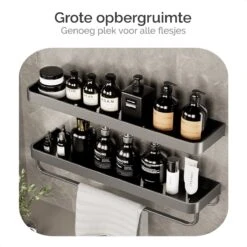 Goliving Doucherek Zonder Boren - Doucherekje- Badkamerrek 2 Laags - Hangend - Wandrek - RVS - Opbergrek - 40cm - Zwart -Badkamer Product Winkel 1200x1200 1721