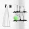 Dubbele Doucherek Zwart Zonder Boren – Sterke Lijmbasis - Badkamer Rek – Hoek – Doucherekjes – Incl. Schroeven – Incl. 2 Haken -Badkamer Product Winkel 1200x1200 1723