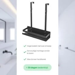 Doucherek Hangend - Ophangbaar Doucherek - Mat Zwart - Badkamerrek - Zonder Boren - Doucherek Aan Douchewand - Doucherekje -Badkamer Product Winkel 1200x1200 1733