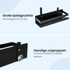 Doucherek Hangend - Ophangbaar Doucherek - Mat Zwart - Badkamerrek - Zonder Boren - Doucherek Aan Douchewand - Doucherekje -Badkamer Product Winkel 1200x1200 1734