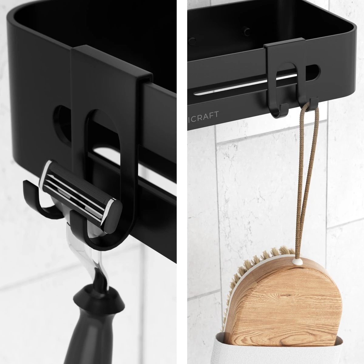 Doucherekje Van Sanicraft® - Doucherekje Zonder Boren - Geschikt Voor Elk Type Muur - Hangend - Roestvrij - 2 Stuks - Zwart 5 Doucherekje Van Sanicraft® - Doucherekje Zonder Boren - Geschikt Voor Elk Type Muur - Hangend - Roestvrij - 2 Stuks - Zwart - Afbeelding 3