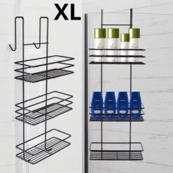 Ball Design Zwart Doucherek-3 Laags Hangend-Zonder Boren-Zwart