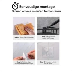HGMD® Doucherek Zonder Boren - RVS - Zelfklevend Doucherek –Badkamerrek - Badrek - Keukenrek - Doucherek Hangend – Badkamer Accessoires - Kruidenrek -Badkamer Product Winkel 1200x1200 1752