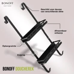 Bonoff Doucherek Zwart – 2 Laags - Doucherek Zonder Boren - Zwart – Doucherek Hangend - Badkamerrek –RVS – Badkamer Accessoires – Stijlvol 18 Bonoff Doucherek Zwart – 2 Laags - Doucherek Zonder Boren - Zwart – Doucherek Hangend - Badkamerrek –RVS – Badkamer Accessoires – Stijlvol -Badkamer Product Winkel 1200x1200 1759
