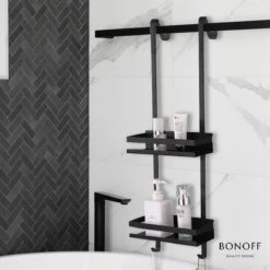 Bonoff Doucherek Zwart – 2 Laags - Doucherek Zonder Boren - Zwart – Doucherek Hangend - Badkamerrek –RVS – Badkamer Accessoires – Stijlvol 20 Bonoff Doucherek Zwart – 2 Laags - Doucherek Zonder Boren - Zwart – Doucherek Hangend - Badkamerrek –RVS – Badkamer Accessoires – Stijlvol -Badkamer Product Winkel 1200x1200 1761