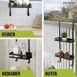 Bonoff Doucherek Zwart – 2 Laags - Doucherek Zonder Boren - Zwart – Doucherek Hangend - Badkamerrek –RVS – Badkamer Accessoires – Stijlvol 22 Bonoff Doucherek Zwart – 2 Laags - Doucherek Zonder Boren - Zwart – Doucherek Hangend - Badkamerrek –RVS – Badkamer Accessoires – Stijlvol -Badkamer Product Winkel 1200x1200 1763