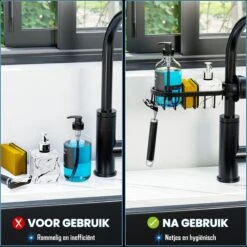 Nolad® - Doucherek Hangend - Doucherek Zonder Boren - Keukenrek - Gootsteen Organizer - Badkamer Accessoires - Zwart 12 Nolad® - Doucherek Hangend - Doucherek Zonder Boren - Keukenrek - Gootsteen Organizer - Badkamer Accessoires - Zwart -Badkamer Product Winkel 1200x1200 1769