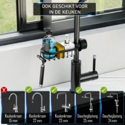 Nolad® - Doucherek Hangend - Doucherek Zonder Boren - Keukenrek - Gootsteen Organizer - Badkamer Accessoires - Zwart 15 Nolad® - Doucherek Hangend - Doucherek Zonder Boren - Keukenrek - Gootsteen Organizer - Badkamer Accessoires - Zwart -Badkamer Product Winkel 1200x1200 1772