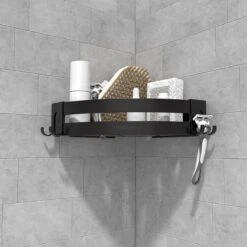 Sanicraft® Doucherekje - Doucherekje Zonder Boren - Geschikt Voor Elk Type Muur - Doucherekje Hangend - Doucheplank - Doucherekje Hoek - Doucherekje Zwart -Badkamer Product Winkel 1200x1200 1779