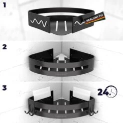 Sanicraft® Doucherekje - Doucherekje Zonder Boren - Geschikt Voor Elk Type Muur - Doucherekje Hangend - Doucheplank - Doucherekje Hoek - Doucherekje Zwart -Badkamer Product Winkel 1200x1200 1780