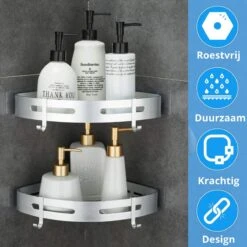 BrandtBergkamp RVS Doucherek 3 Laags – Zonder Boren – Doucherek Hangend – Badkamerrek Zilver -Badkamer Product Winkel 1200x1200 1788