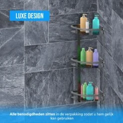 BrandtBergkamp Doucherek Zonder Boren – Badkamerrek – 3 Laags – Zwart -Badkamer Product Winkel 1200x1200 1796