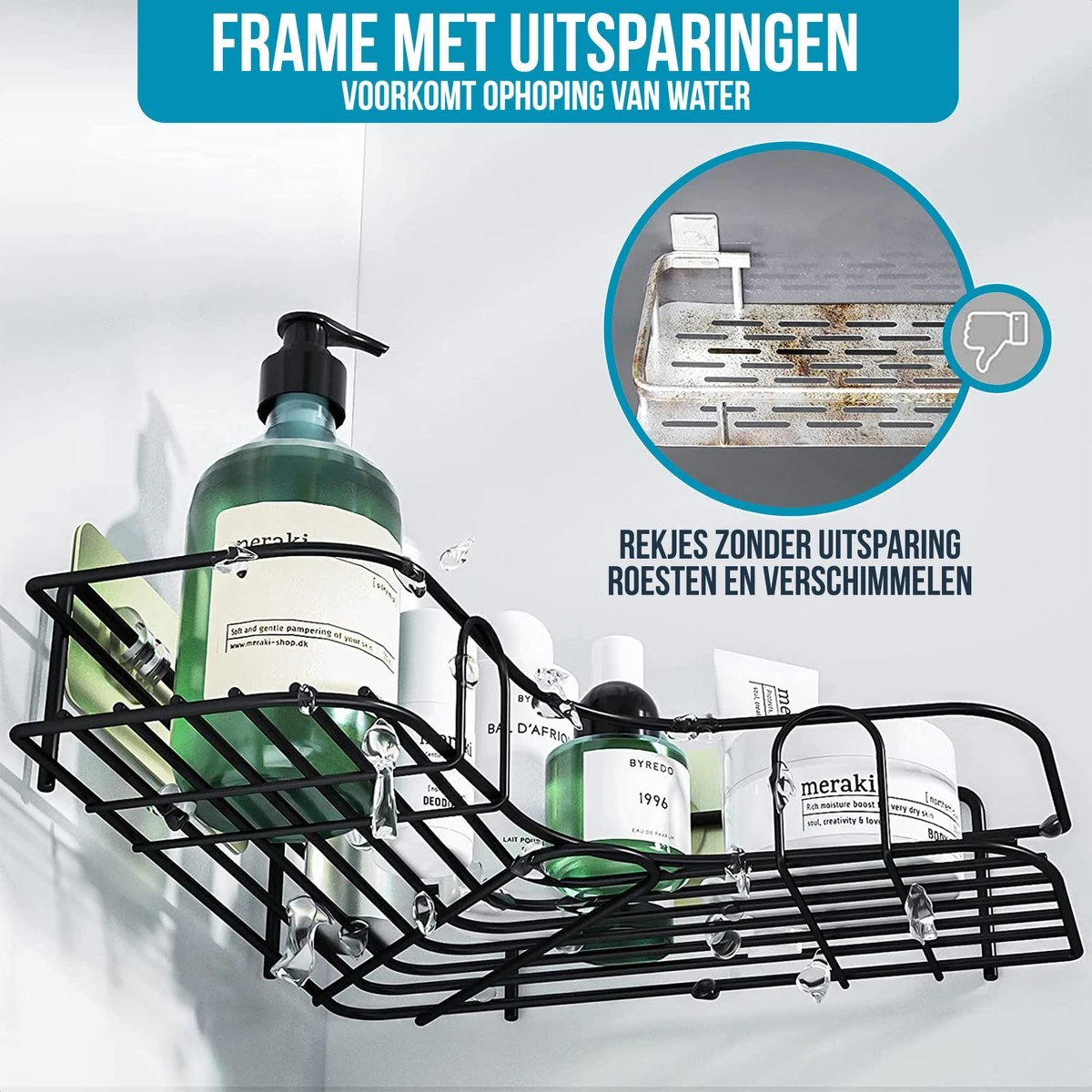 Strex Doucherek Hoekvorm - 2 Stuks - Bevestigen Zonder Boren Of Schroeven 5 Strex Doucherek Hoekvorm - 2 Stuks - Bevestigen Zonder Boren Of Schroeven - Afbeelding 3