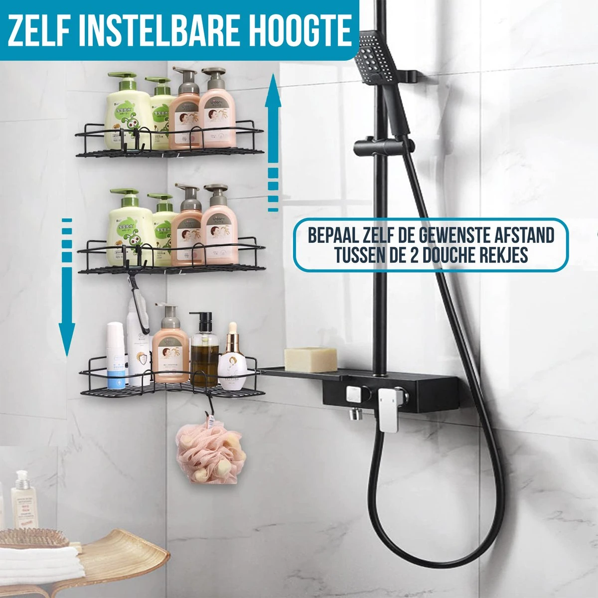 Strex Doucherek Hoekvorm - 2 Stuks - Bevestigen Zonder Boren Of Schroeven 7 Strex Doucherek Hoekvorm - 2 Stuks - Bevestigen Zonder Boren Of Schroeven - Afbeelding 5