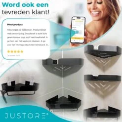 Luxe Doucherek Zonder Boren – 1/2/3 Laags – 32 Cm – Hangend – Aluminium – Zwart 28 Luxe Doucherek Zonder Boren – 1/2/3 Laags – 32 Cm – Hangend – Aluminium – Zwart -Badkamer Product Winkel 1200x1200 1818