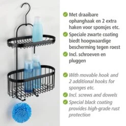 WENKO Doucherek 2-laags Classic Plus Black Mat Zwart - Doucherek Zonder Boren - Doucherek Hangend Zwart -Badkamer Product Winkel 1200x1200 1820