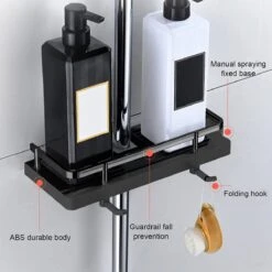 Merkloos Douchestang Opbergrek - Zonder Boren - Luxe - Zwart - Shampoohouder - Zeephouder - Opbergrek - Douche - Douchegelhouder -Badkamer Product Winkel 1200x1200 1837