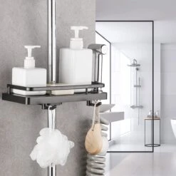Merkloos Douchestang Opbergrek - Zonder Boren - Luxe - Zwart - Shampoohouder - Zeephouder - Opbergrek - Douche - Douchegelhouder -Badkamer Product Winkel 1200x1200 1838