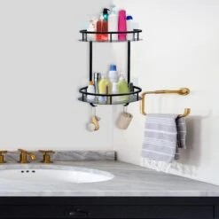 Zelfklevend Doucherek 2 Laags +Douche Bal - RVS - Mat Zwart -Badkamer Product Winkel 1200x1200 1848