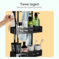 Goliving Doucherek - Doucherek Zonder Boren - Hangend Doucherek - RVS - Twee Laags - Zwart 14 Goliving Doucherek - Doucherek Zonder Boren - Hangend Doucherek - RVS - Twee Laags - Zwart -Badkamer Product Winkel 1200x1200 1854