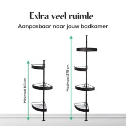 Avint Goods Telescopisch Doucherek Zonder Boren – 4 Laags Badkamerrek Staand – Douche Rek Hoekrek – Zwart -Badkamer Product Winkel 1200x1200 1867