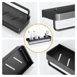 Merkloos Doucherek Zonder Boren 2x 30 Cm – Doucherek – Doucherek Hangend – Badkamerrek – Zonder Boren – IP68 Waterdicht – 4KG Draagkracht – Zwart RVS -Badkamer Product Winkel 1200x1200 1879