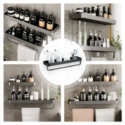 Merkloos Doucherek Zonder Boren 2x 30 Cm – Doucherek – Doucherek Hangend – Badkamerrek – Zonder Boren – IP68 Waterdicht – 4KG Draagkracht – Zwart RVS -Badkamer Product Winkel 1200x1200 1884