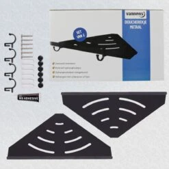 Vannons - Doucherek - Doucherek Hangend - Doucheplankje - Metaal - Set Van 2 - Zwart 18 Vannons - Doucherek - Doucherek Hangend - Doucheplankje - Metaal - Set Van 2 - Zwart -Badkamer Product Winkel 1200x1200 1889