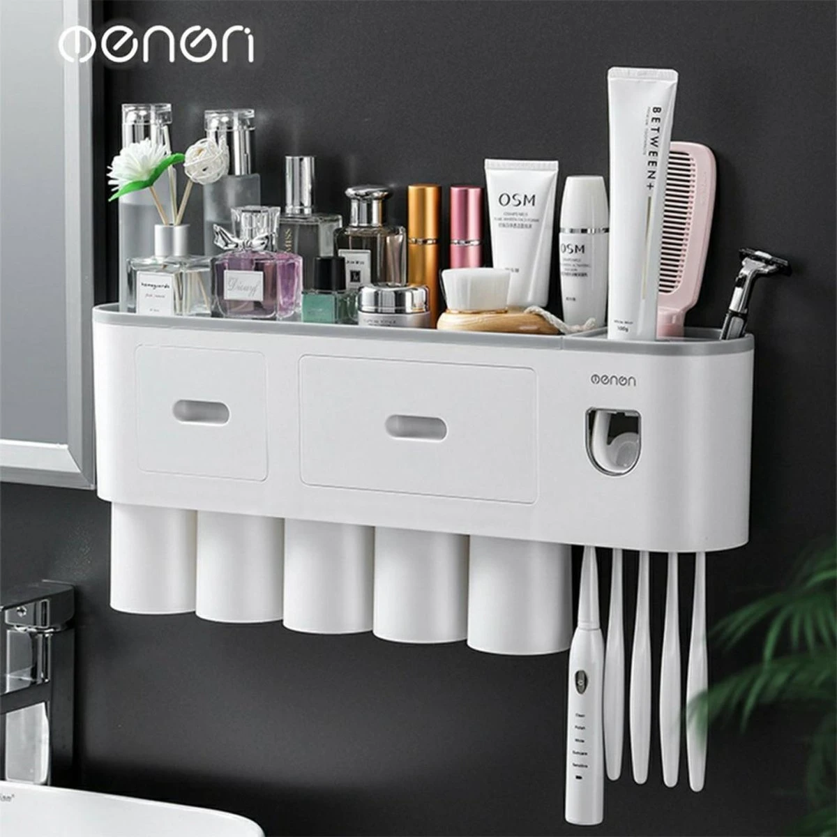 Tandenborstelhouder Badkamer - LB545 – Elektrische Tandenborstel Houder - Opbergbox - Tandenborstel - Automatische Tandpasta Knijper Dispenser - Badkamer Accessoires 4 Tandenborstelhouder Badkamer - LB545 – Elektrische Tandenborstel Houder - Opbergbox - Tandenborstel - Automatische Tandpasta Knijper Dispenser - Badkamer Accessoires - Afbeelding 2