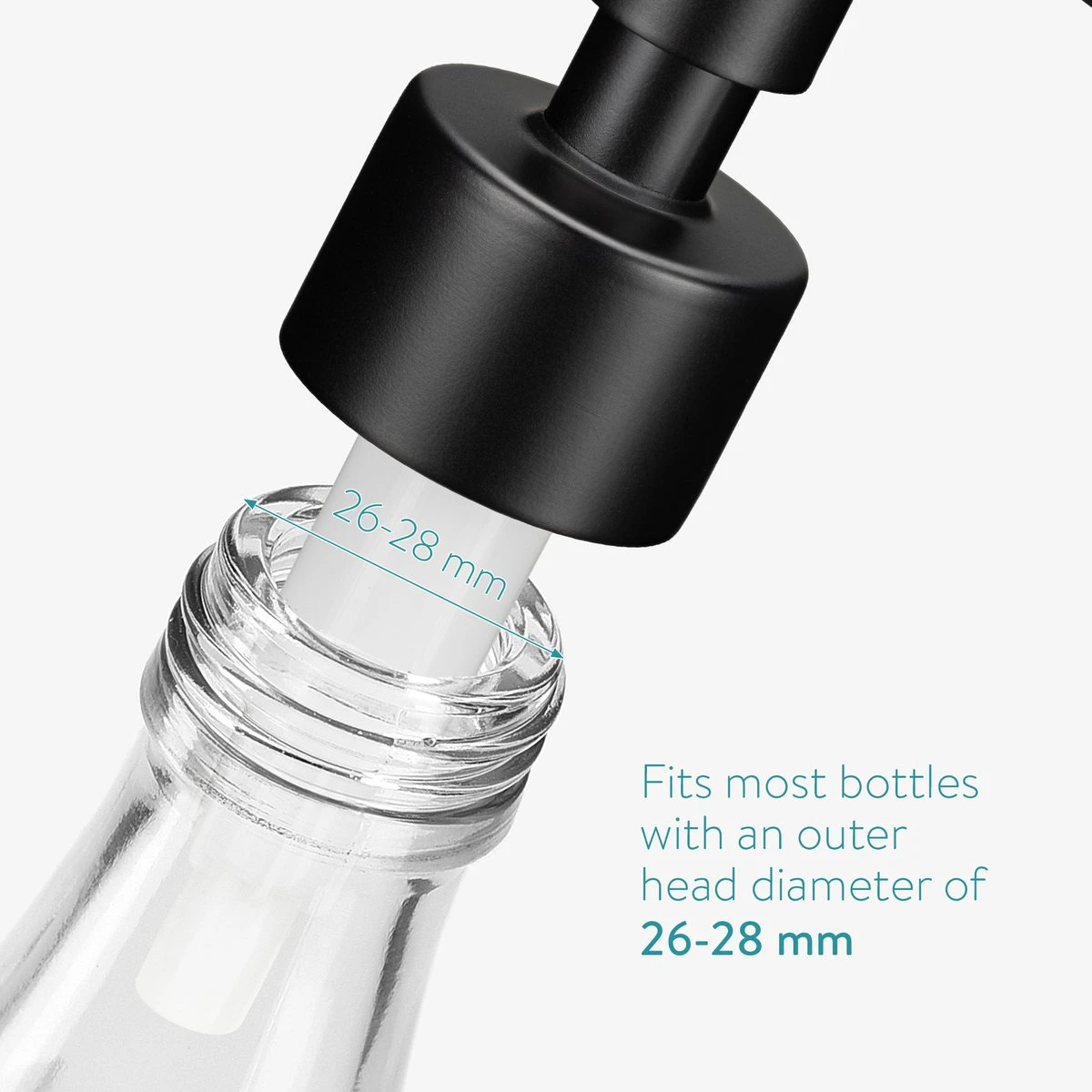 Navaris Roestvrijstalen Zeepdispenserkop Set X2 - Opschroefbare Pompkop Voor Flessen - 26-28 Mm Mondstuk Voor Vloeistof, Lotion - Zwart 5 Navaris Roestvrijstalen Zeepdispenserkop Set X2 - Opschroefbare Pompkop Voor Flessen - 26-28 Mm Mondstuk Voor Vloeistof, Lotion - Zwart - Afbeelding 3