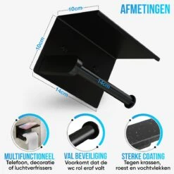 Strex WC Rolhouder Met Plankje - Zwart - Zelfklevend / Boren / Zonder Boren - Toiletrolhouder - WC Papier Houder 13 Strex WC Rolhouder Met Plankje - Zwart - Zelfklevend / Boren / Zonder Boren - Toiletrolhouder - WC Papier Houder -Badkamer Product Winkel 1200x1200 2