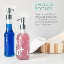 Navaris Roestvrijstalen Zeepdispenserkop Set X2 - Opschroefbare Pompkop Voor Flessen - 22-24 Mm Mondstuk Voor Vloeistof, Lotion - Zilverkleurig -Badkamer Product Winkel 1200x1200 2039