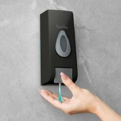 Vog&Arths - Zeepdispenser Wandmontage - Hangend Zeeppompje Muur - Zwart - Mechanische Zeep Pomp - 350ML - Zonder Batterijen! -Badkamer Product Winkel 1200x1200 2121