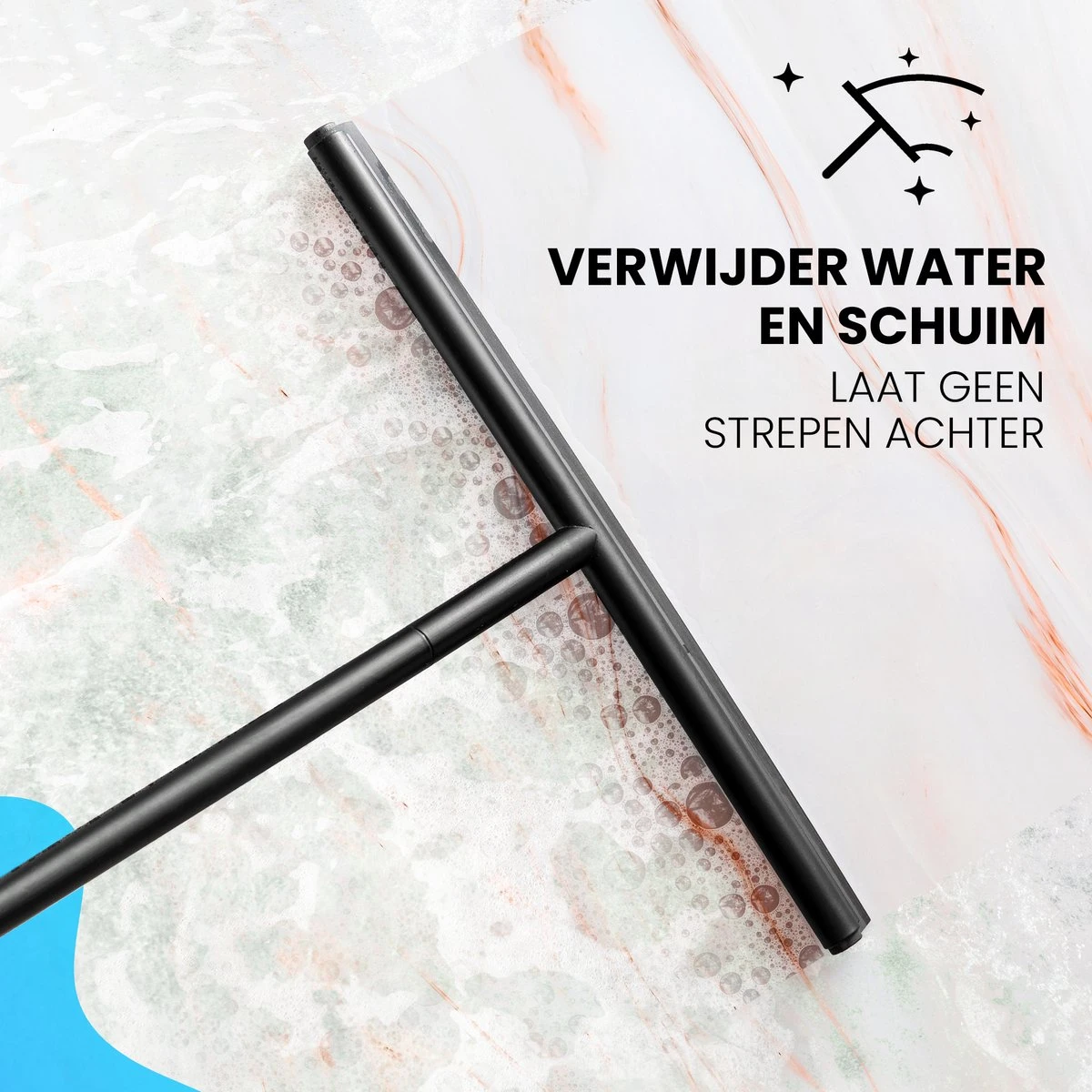 Vloertrekker Met Steel - Vloerwisser Voor In Badkamer - Watertrekker Douche - Douchewisser Zwart 6 Vloertrekker Met Steel - Vloerwisser Voor In Badkamer - Watertrekker Douche - Douchewisser Zwart - Afbeelding 4