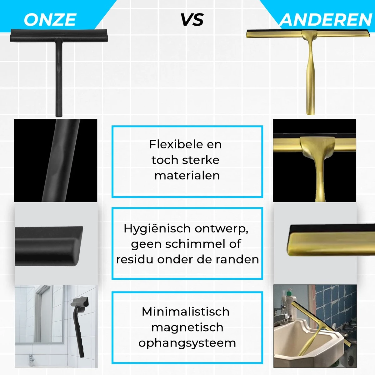 Minismus Douchewisser Zwart Met Ophanghaak - Raamwisser - Trekker Douche - Douchewissers - Raamtrekker - Douchetrekker 4 Minismus Douchewisser Zwart Met Ophanghaak - Raamwisser - Trekker Douche - Douchewissers - Raamtrekker - Douchetrekker - Afbeelding 2