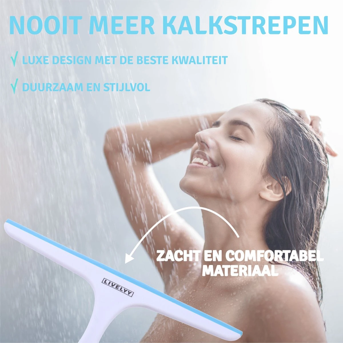 LIVELYY - Professionele Douchewisser - Raamwisser - Douche Trekker - Douchewissers - Aqua Blauw 8 LIVELYY - Professionele Douchewisser - Raamwisser - Douche Trekker - Douchewissers - Aqua Blauw - Afbeelding 6