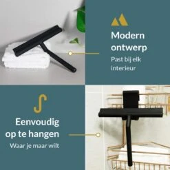 Seaside Originals Luxe Douchewisser Zwart Met Ophangsysteem En Opbergzakje - Raamwisser - Douchetrekker - Raamtrekker - Antislip - Badkamer Accessoires -Badkamer Product Winkel 1200x1200 2264
