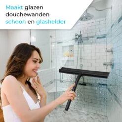 Minismus Extra Brede Douchewisser Met Ophanghaak - Raamwisser - Silicone Douchetrekker Badkamer - 33 Cm Breed - Zwart -Badkamer Product Winkel 1200x1200 2272