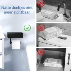 Merkloos Toti - Wc Rolhouder - Opbergvak- Zwart - Met Plankje - Zelfklevend/boren/zonder Boren - Toiletrolhouder -Badkamer Product Winkel 1200x1200 229