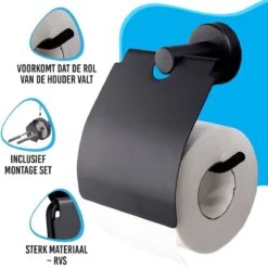 Sanics Toiletrolhouder Zwart Met Klep - WC Rolhouder RVS Inclusief Montage Set - Closetrolhouder -Badkamer Product Winkel 1200x1200 241