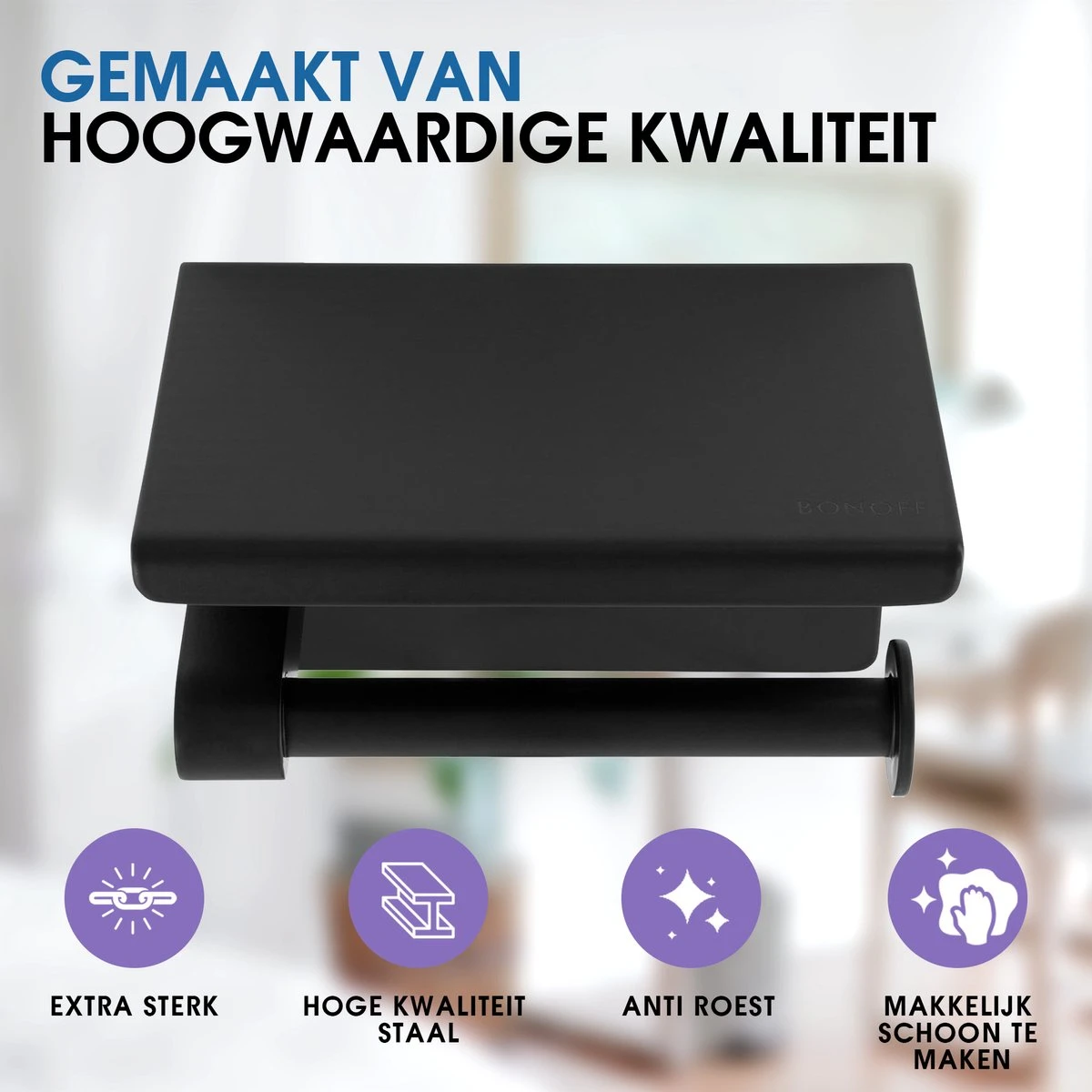 Toiletrolhouder Met Telefoonhouder - Zelfklevend / Boren / Zonder Boren - Incl. Handdoekhaakjes - WC Rolhouder - Zwart 5 Toiletrolhouder Met Telefoonhouder - Zelfklevend / Boren / Zonder Boren - Incl. Handdoekhaakjes - WC Rolhouder - Zwart - Afbeelding 3