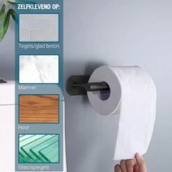 Vannons - Toiletrolhouder - WC Rolhouder Zwart Zonder Boren - Zelfklevend - WC Rol Houder RVS - Zwart 15 Vannons - Toiletrolhouder - WC Rolhouder Zwart Zonder Boren - Zelfklevend - WC Rol Houder RVS - Zwart -Badkamer Product Winkel 1200x1200 30