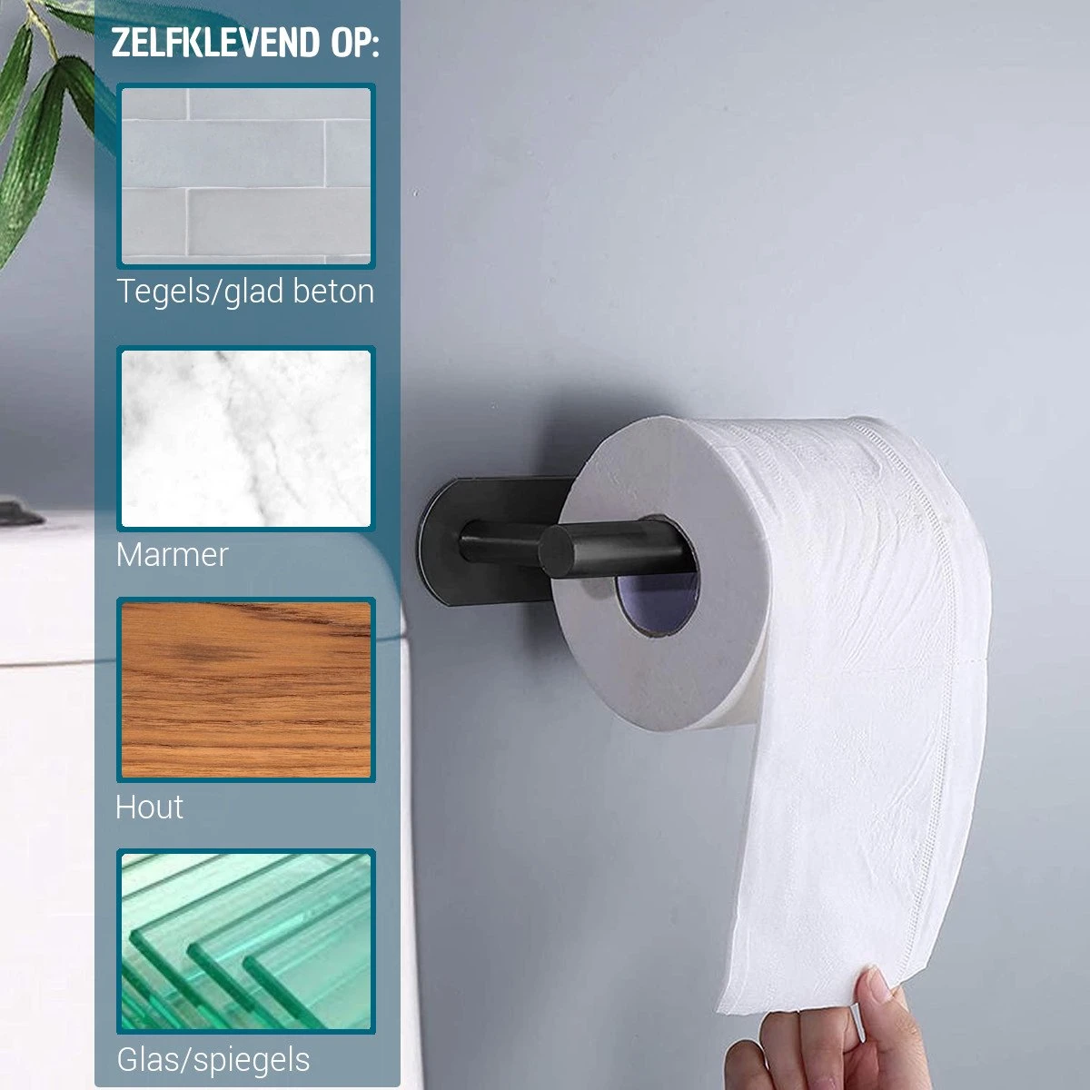 Vannons - Toiletrolhouder - WC Rolhouder Zwart Zonder Boren - Zelfklevend - WC Rol Houder RVS - Zwart 6 Vannons - Toiletrolhouder - WC Rolhouder Zwart Zonder Boren - Zelfklevend - WC Rol Houder RVS - Zwart - Afbeelding 4