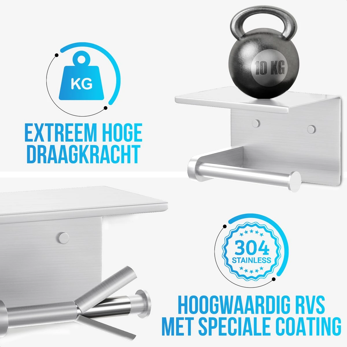 Strex WC Rolhouder Met Plankje - Zilver - Zelfklevend / Boren / Zonder Boren - Toiletrolhouder - WC Papier Houder 7 Strex WC Rolhouder Met Plankje - Zilver - Zelfklevend / Boren / Zonder Boren - Toiletrolhouder - WC Papier Houder - Afbeelding 5