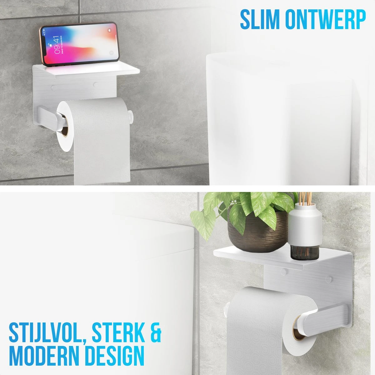 Strex WC Rolhouder Met Plankje - Zilver - Zelfklevend / Boren / Zonder Boren - Toiletrolhouder - WC Papier Houder 8 Strex WC Rolhouder Met Plankje - Zilver - Zelfklevend / Boren / Zonder Boren - Toiletrolhouder - WC Papier Houder - Afbeelding 6