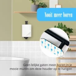 Flusive Toiletrolhouder Met 4 Handdoekhaakjes - Wc Rolhouder - Zelfklevend Zonder Boren - RVS - Zwart -Badkamer Product Winkel 1200x1200 375